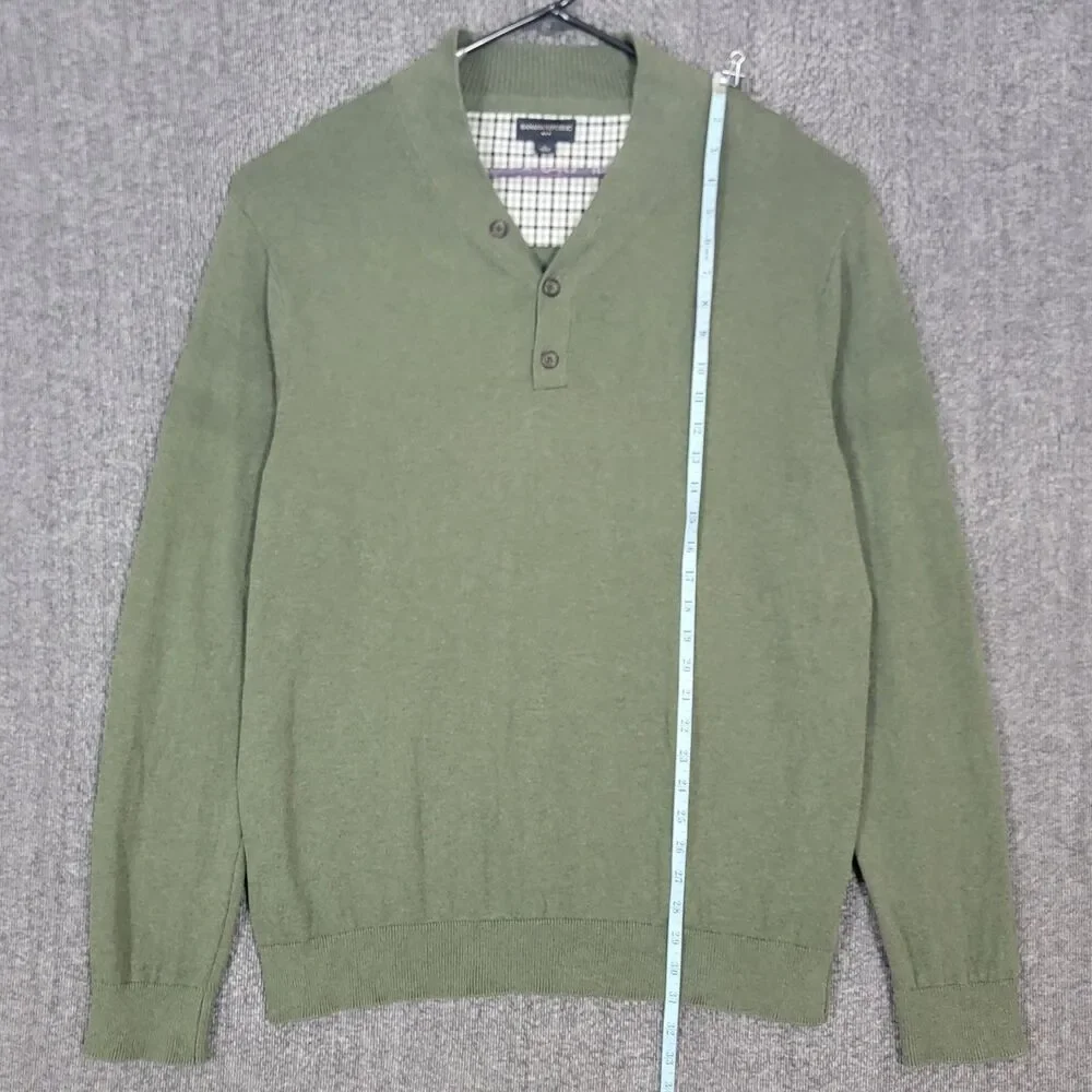 Banana Republic Sweater Men XL Green 100% Cotton Long Sleeve Blade Collar Preppy